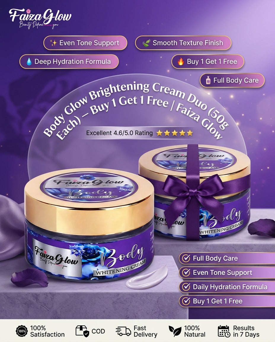 Body Glow Brightening Cream Duo (50g Each) – Buy 1 Get 1 Free | Faiza Glow
