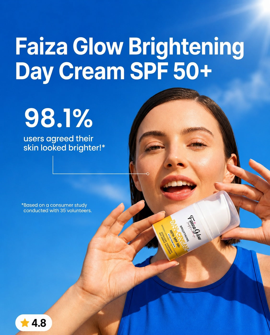 Faiza Glow Day Cream SPF 50++  (50g) – Lightweight Sun Protection & Daily Glow Support