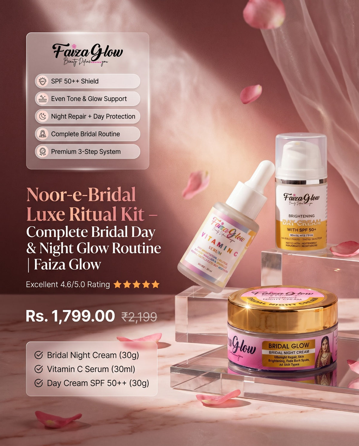 Noor-e-Bridal Luxe Ritual Kit - Complete Bridal Day & Night Glow Routine | Faiza Glow