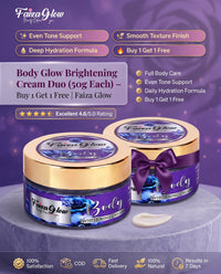 Body Glow Brightening Cream Duo (50g Each) – Buy 1 Get 1 Free | Faiza Glow